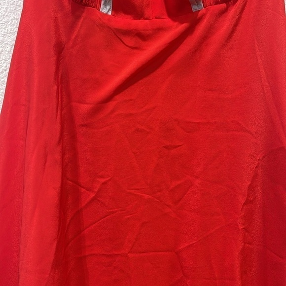 ANTHROPOLOGIE GIRL FROM SAVOY MITSY RUFFLE HALTER 100% SILK DRESS RED 4 NWT - Picture 4 of 9